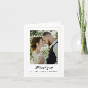 Classic Black and White Photo Wedding Letterpress Thank You Card