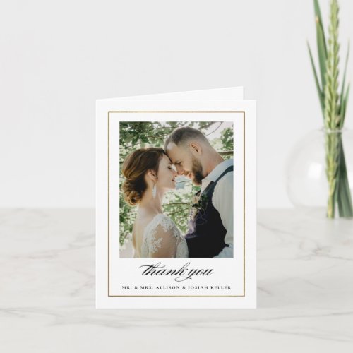 Classic Black and White Photo Wedding Thank You Card