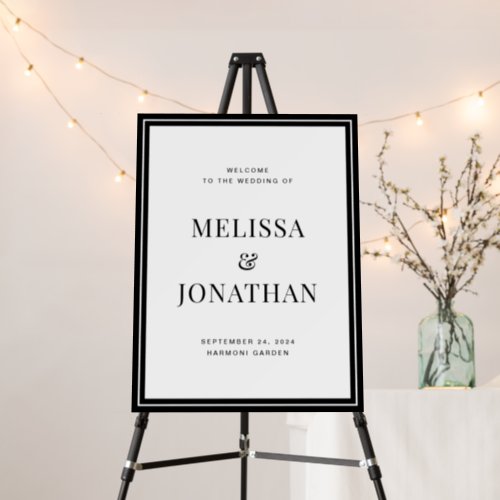 Classic Black and White Photo Wedding Welcome Sign