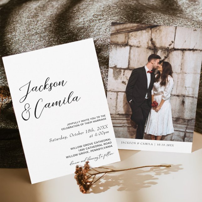 Classic Black and White Photo Winter Wedding  Invitation (Creator Uploaded)