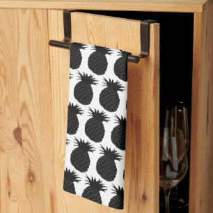Classic Black and White Pineapple Pattern Kitchen Towel