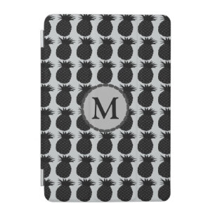 Classic Black and White Pineapple Pattern Monogram iPad Mini Cover