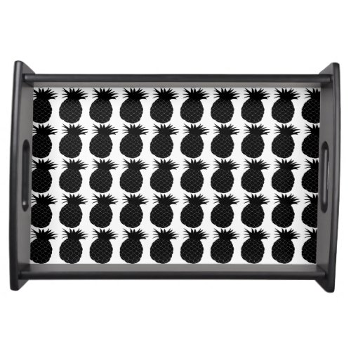 Classic Black and White Pineapple Pattern Serving Tray