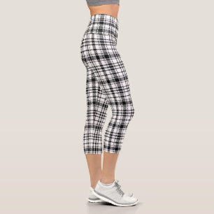 Classic Black and White Plaid Capri Leggings