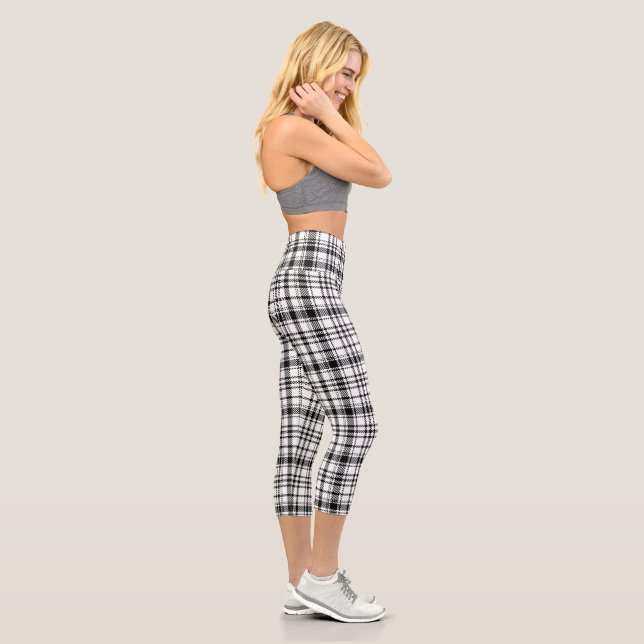  Classic Black and White Plaid  Capri Leggings (Right)