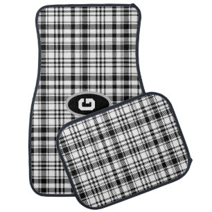 Classic Black and White Plaid Car Floor Mat