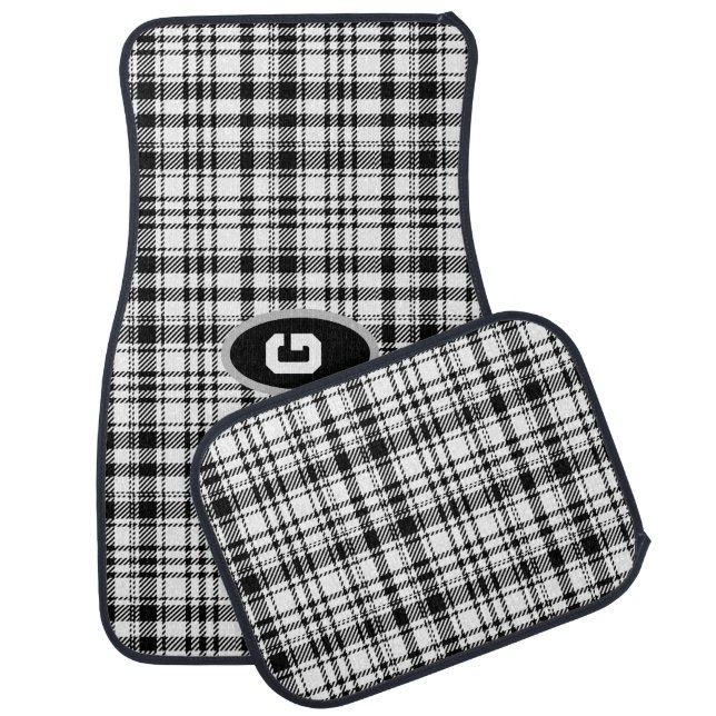  Classic Black and White Plaid  Car Floor Mat (Set)