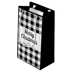 Classic Black And White Plaid  Christmas Small Gift Bag