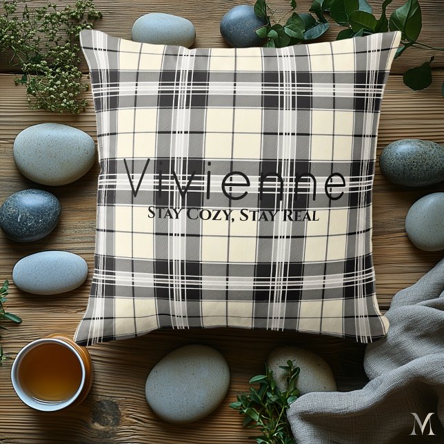Classic Black and White Plaid | Custom Cozy Home Throw Pillow (Creator Uploaded)