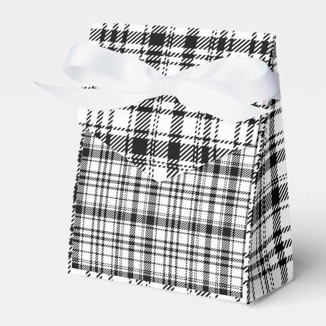 Classic Black and White Plaid  Favor Boxes (Front Side)