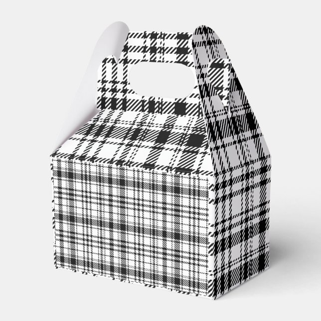  Classic Black and White Plaid  Favor Boxes (Front Side)