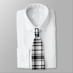  Classic Black and White Plaid  Neck Tie