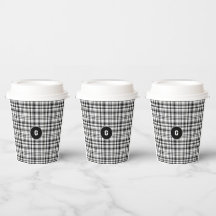 Classic Black and White Plaid Paper Cup