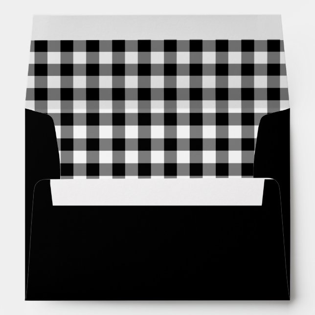 Classic Black And White Plaid Pattern Envelope (Back (Bottom))