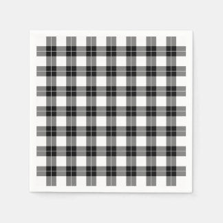 Classic Black and White Plaid Pattern Napkins