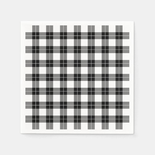 Classic Black and White Plaid Pattern Napkins