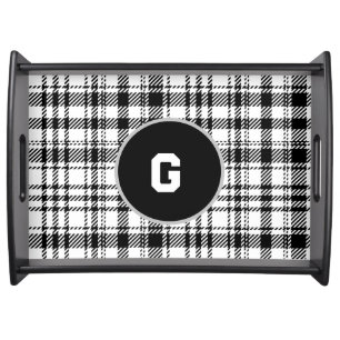 Classic Black and White Plaid Serving Tray