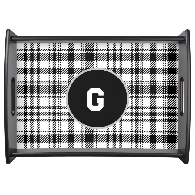 Classic Black and White Plaid  Serving Tray (Front)
