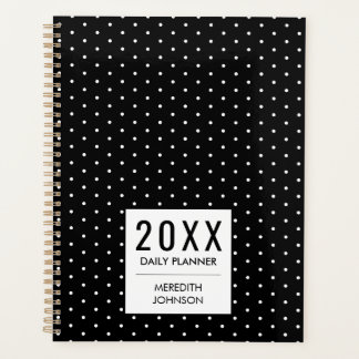 Classic Black And White Polka Dot Daily Planner