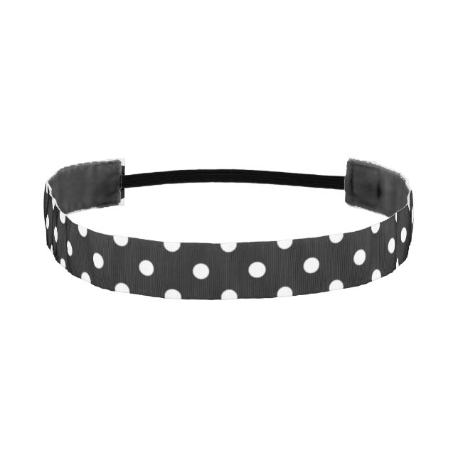 Classic Black and White Polka Dot Pattern Athletic Headband (Front)
