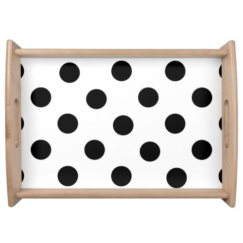 Classic Black and White Polka Dot Pattern Serving Tray
