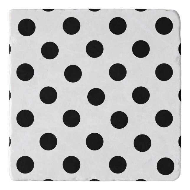 Classic Black and White Polka Dot Pattern Trivet (Front)