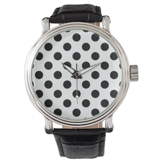 Classic Black and White Polka Dot Watch (Front)