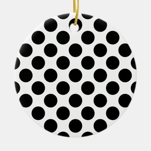 Classic Black and White Polka Dots Pattern Ceramic Ornament