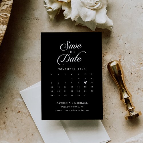 Classic Black and White QR Code Calendar Save The Date