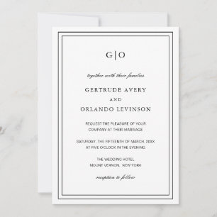 Classic Black and White QR Code Elegant Wedding Invitation