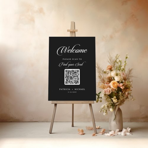 Classic Black and White QR Code Seating Chart Foam Board
