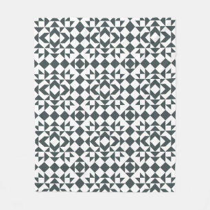Classic Black and White Quilt Block Pattern  Fleece Blanket