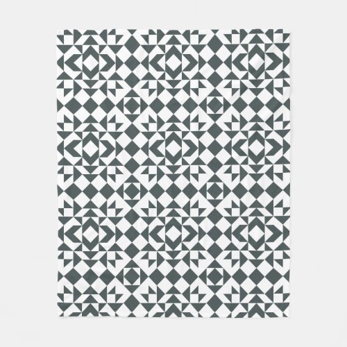 Classic Black and White Quilt Block Pattern  Fleece Blanket