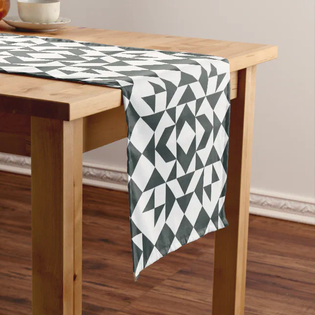 Classic Black and White Quilt Block Pattern Short Table Runner | Zazzle