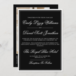 Classic Black and White Regal Traditional QR Photo Invitation