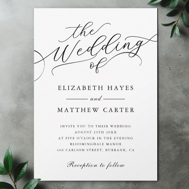 Classic Black and White Script Wedding Invitation (Creator Uploaded)