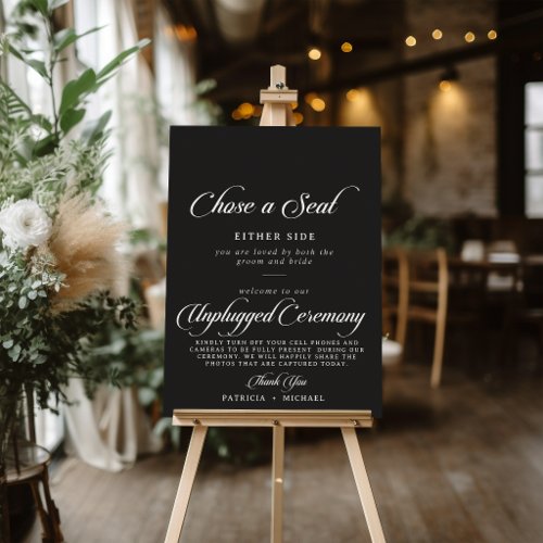 Classic Black and White Seat Unplugged Ceremony Foam Board