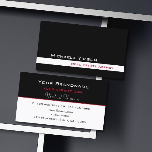 Classic Black and White Simple Cool Professional Business Card