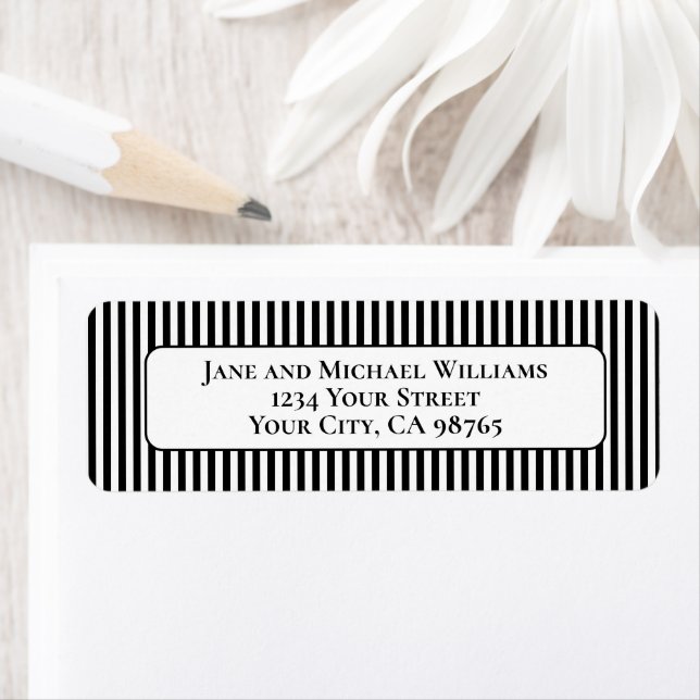 Classic Black and White Simple Stylish Stripes Label (Insitu)