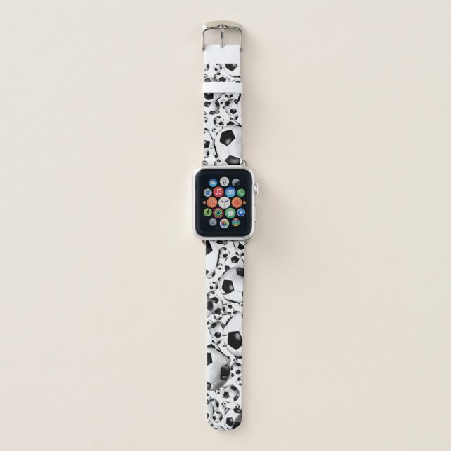 classic black and white soccer ball pattern apple watch band (Front)