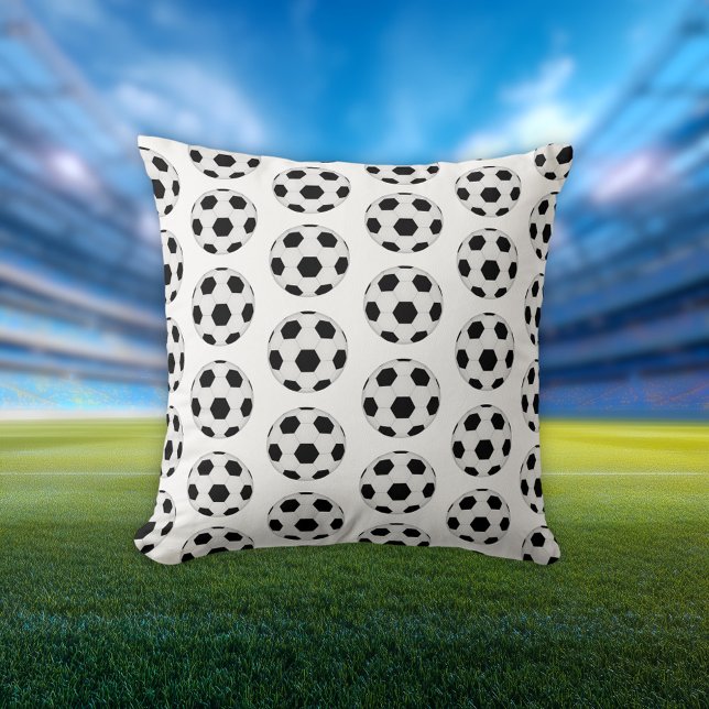 Classic Black and White Soccer Ball Pattern Throw Pillow (Creator Uploaded)