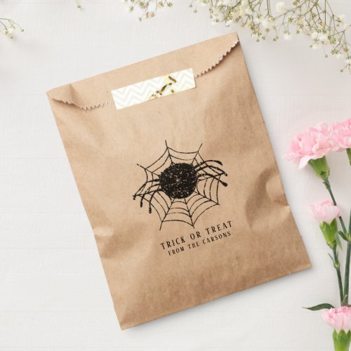 Classic Black and White Spider Web Halloween Favor Bag