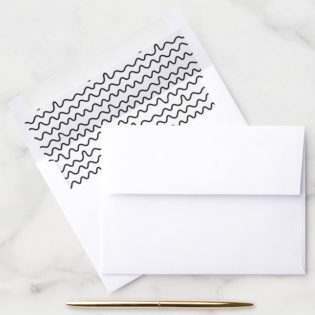 Classic Black and White Squiggly Lines Pattern Envelope Liner (Desk)
