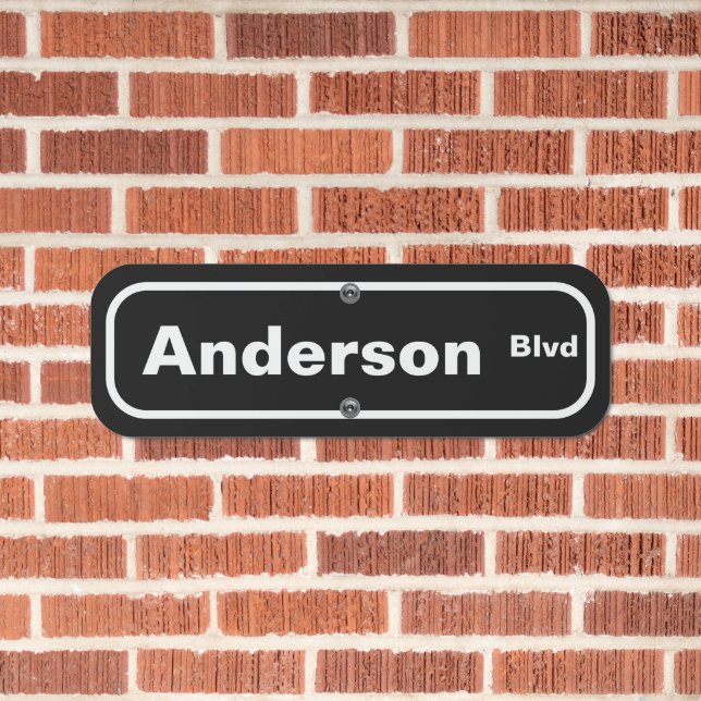 Classic Black and White Street Name Metal Sign (In Situ(Brick))