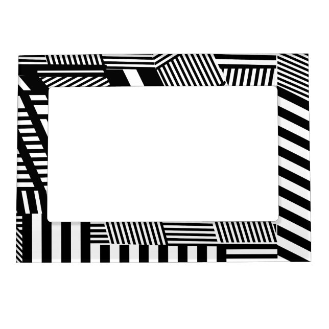 Classic Black and White Stripe Magnetic Picture Frame (Front)