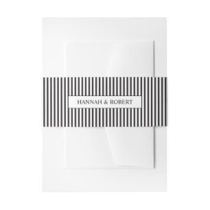 Classic Black and White Stripe Minimalist Wedding Invitation Belly Band