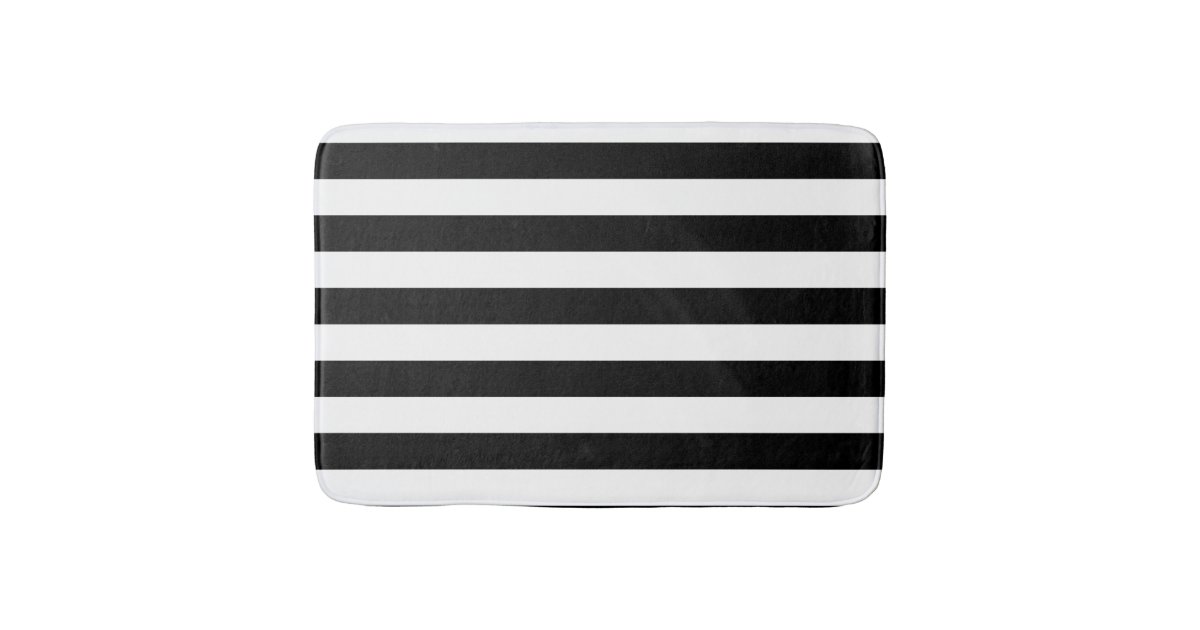 Classic Black and White Striped Pattern Bath Mat Zazzle