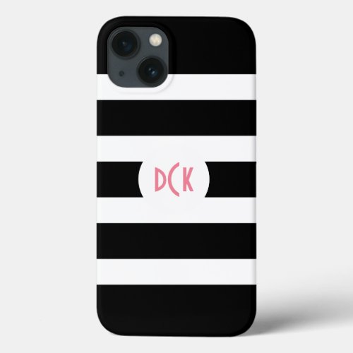 Classic Black And White Stripes iPhone 13 Case