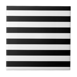 CLASSIC BLACK AND WHITE STRIPES CERAMIC TILE