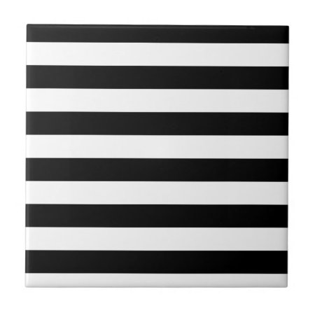 Classic Black And White Stripes Ceramic Tile